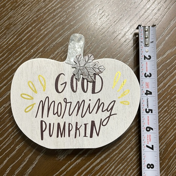 Good Morning Pumpkin Wood Pumpkin 
Autumn Fall Harvest Farmhouse Decor - Picture 4 of 8